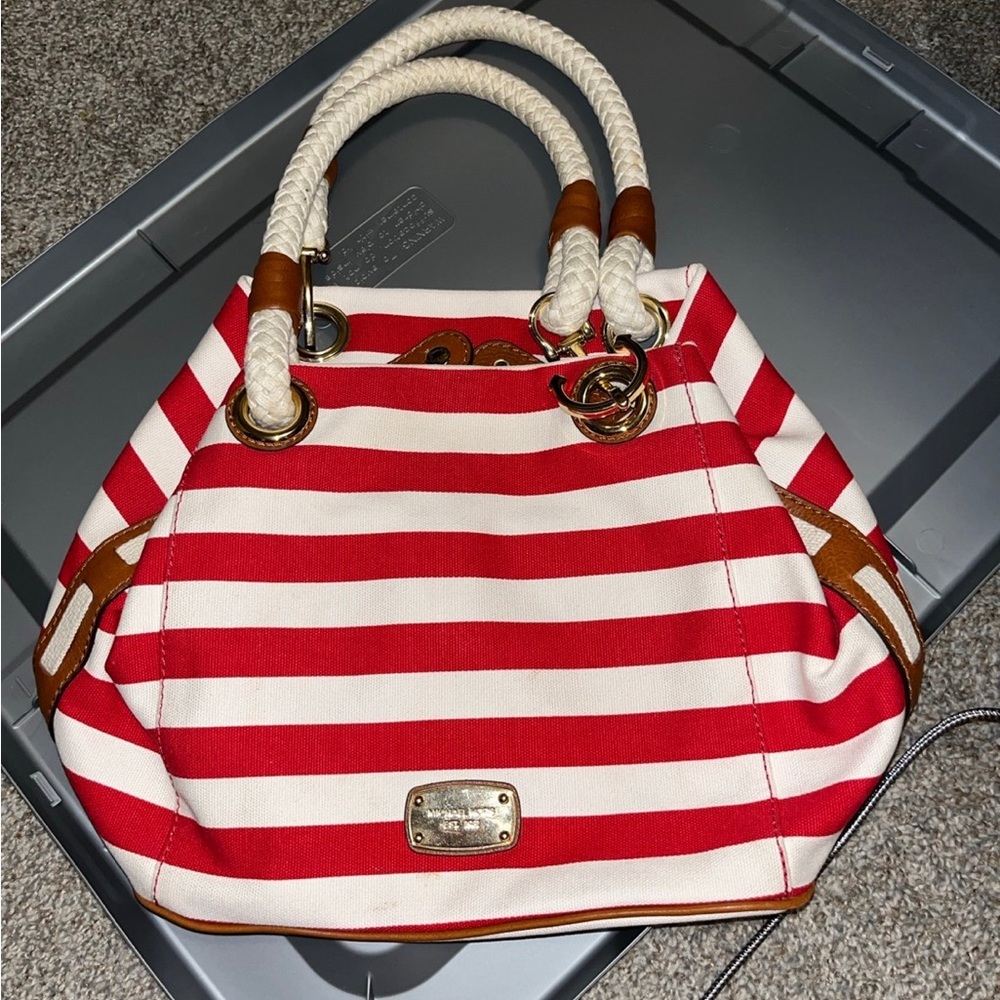 Michael Kors Red and White Nautical Tote